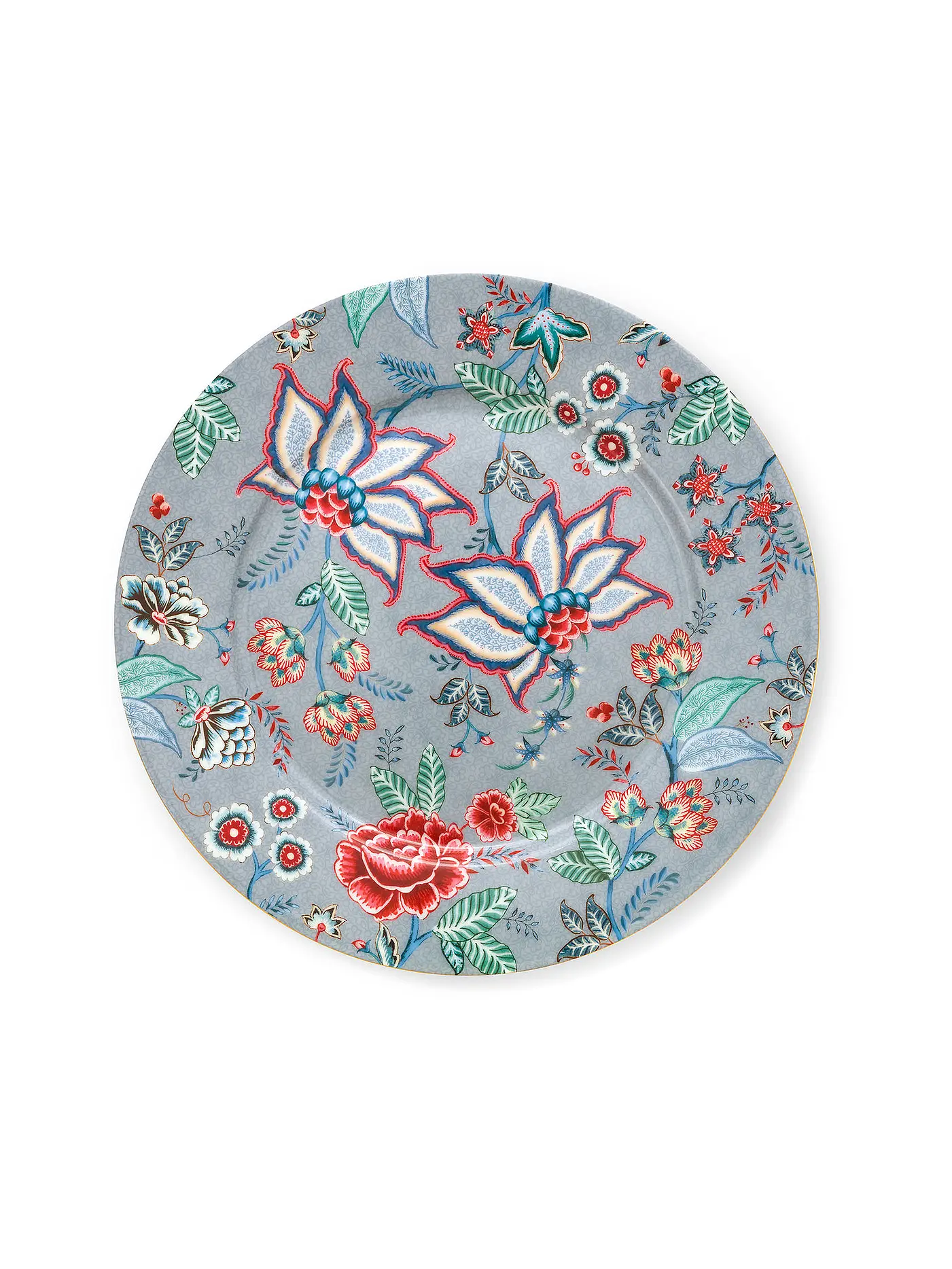 PIP STUDIO | Platzteller 32cm Flower Festival Dark Pink | hellblau